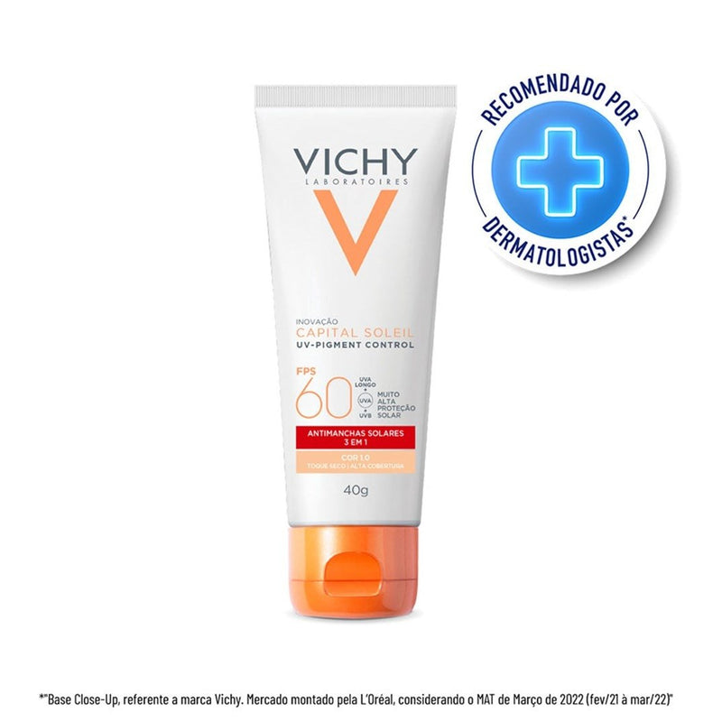 CAPITAL SOLEIL PROTETOR SOLAR FACIAL COM COR UV-PIGMENT CONTROL FPS60