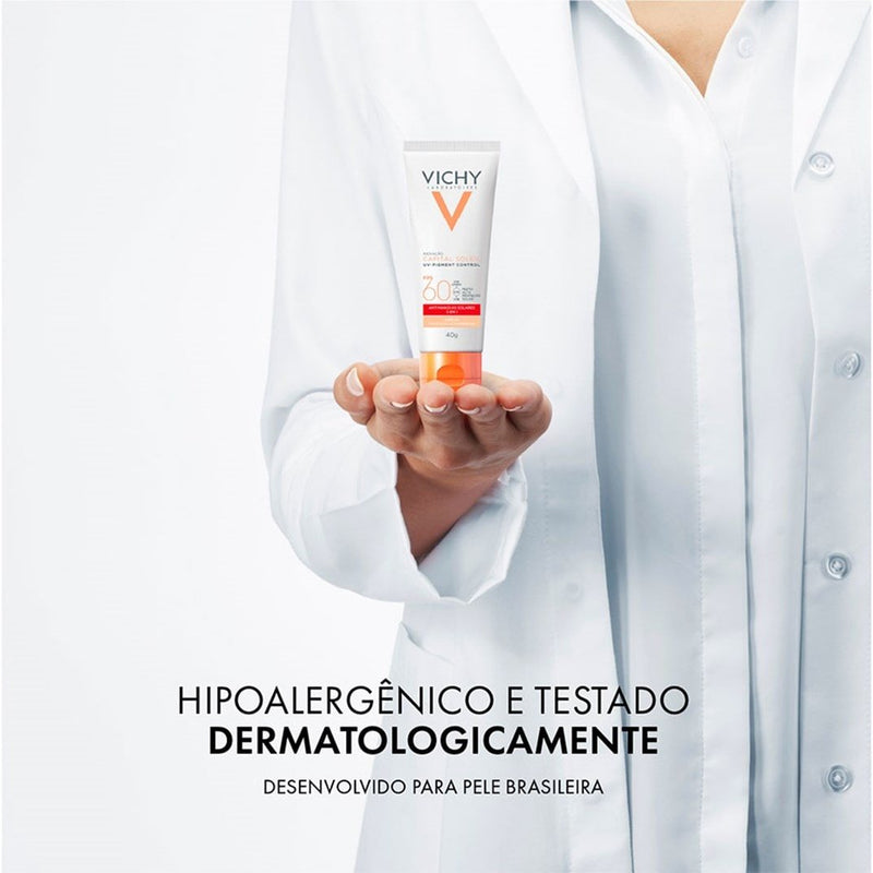 CAPITAL SOLEIL PROTETOR SOLAR FACIAL COM COR UV-PIGMENT CONTROL FPS60