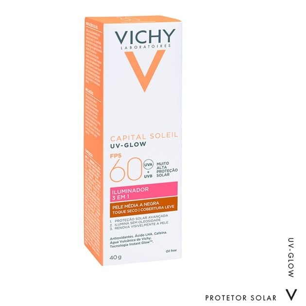 CAPITAL SOLEIL PROTETOR SOLAR FACIAL UV-GLOW FPS60 COM COR